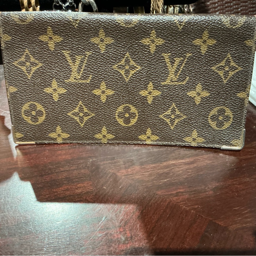 Louis Vuitton Brown and Gold Monogram checkbook and bill/ cardholder